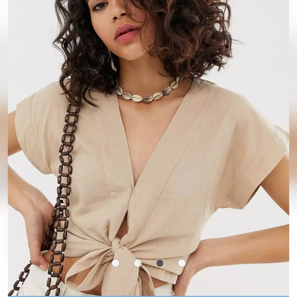 Rusty linen crop tie top